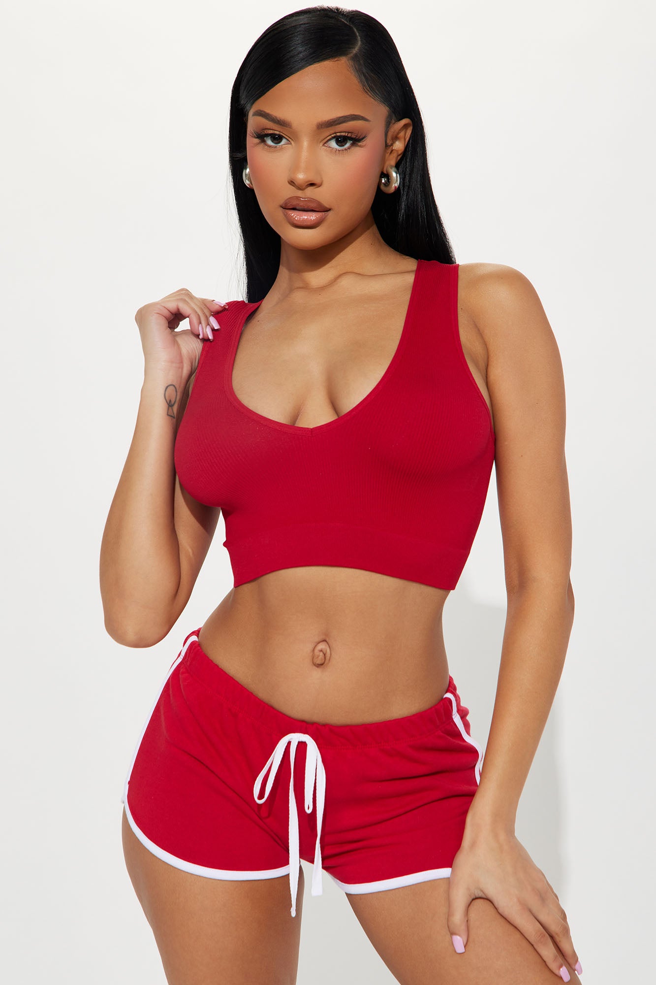Pia Seamless V-Neck Tank - Red Online Sale