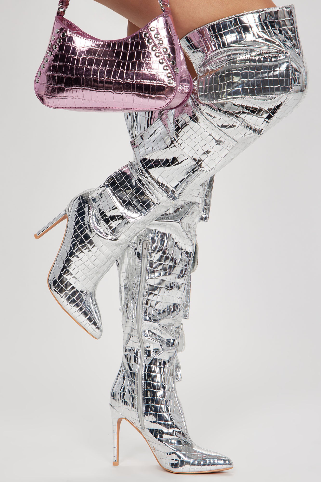 Feeling Trendy Cargo Boots - Silver