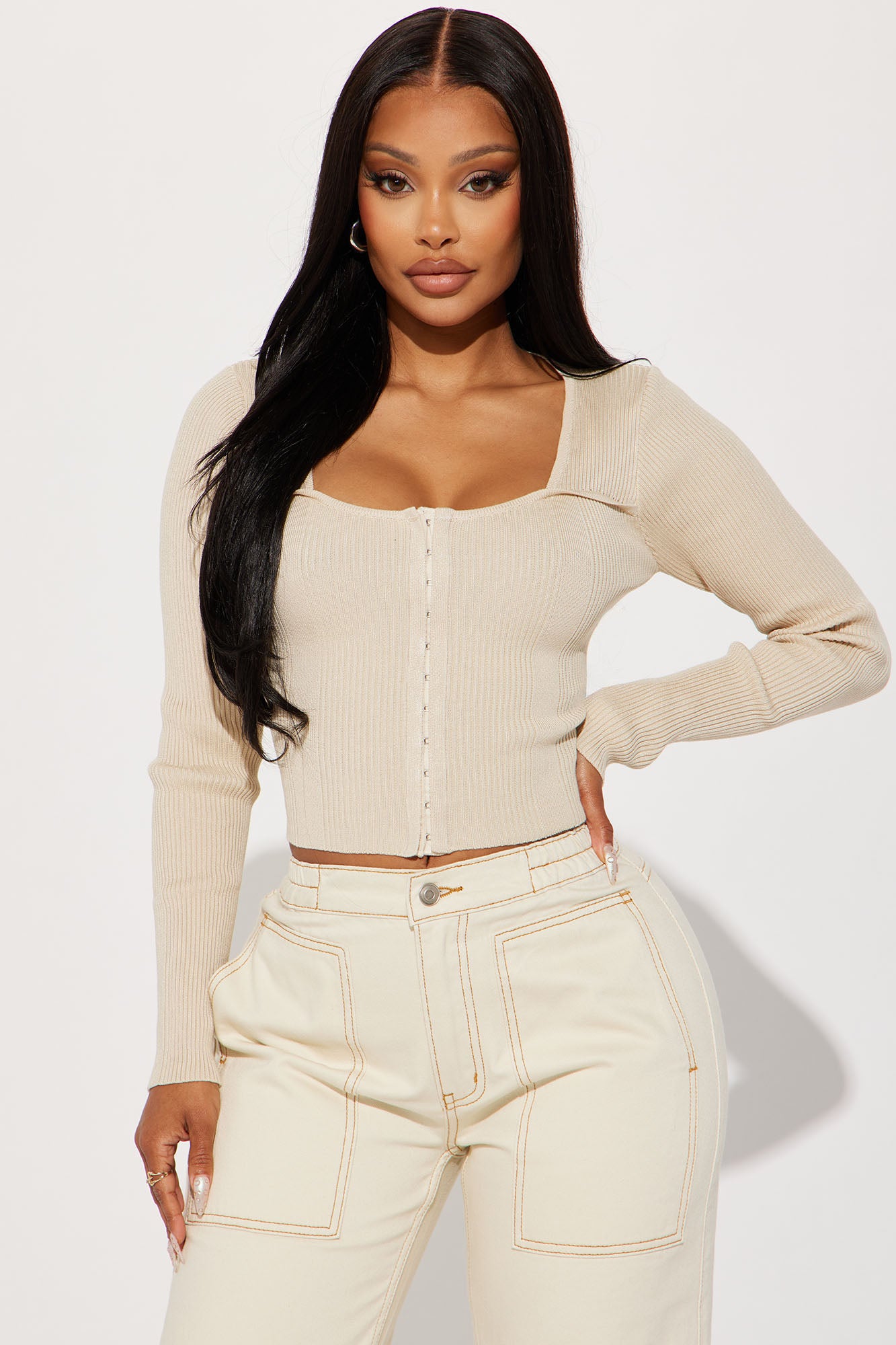 Sasha Sweater Top - Oatmeal Online Deal