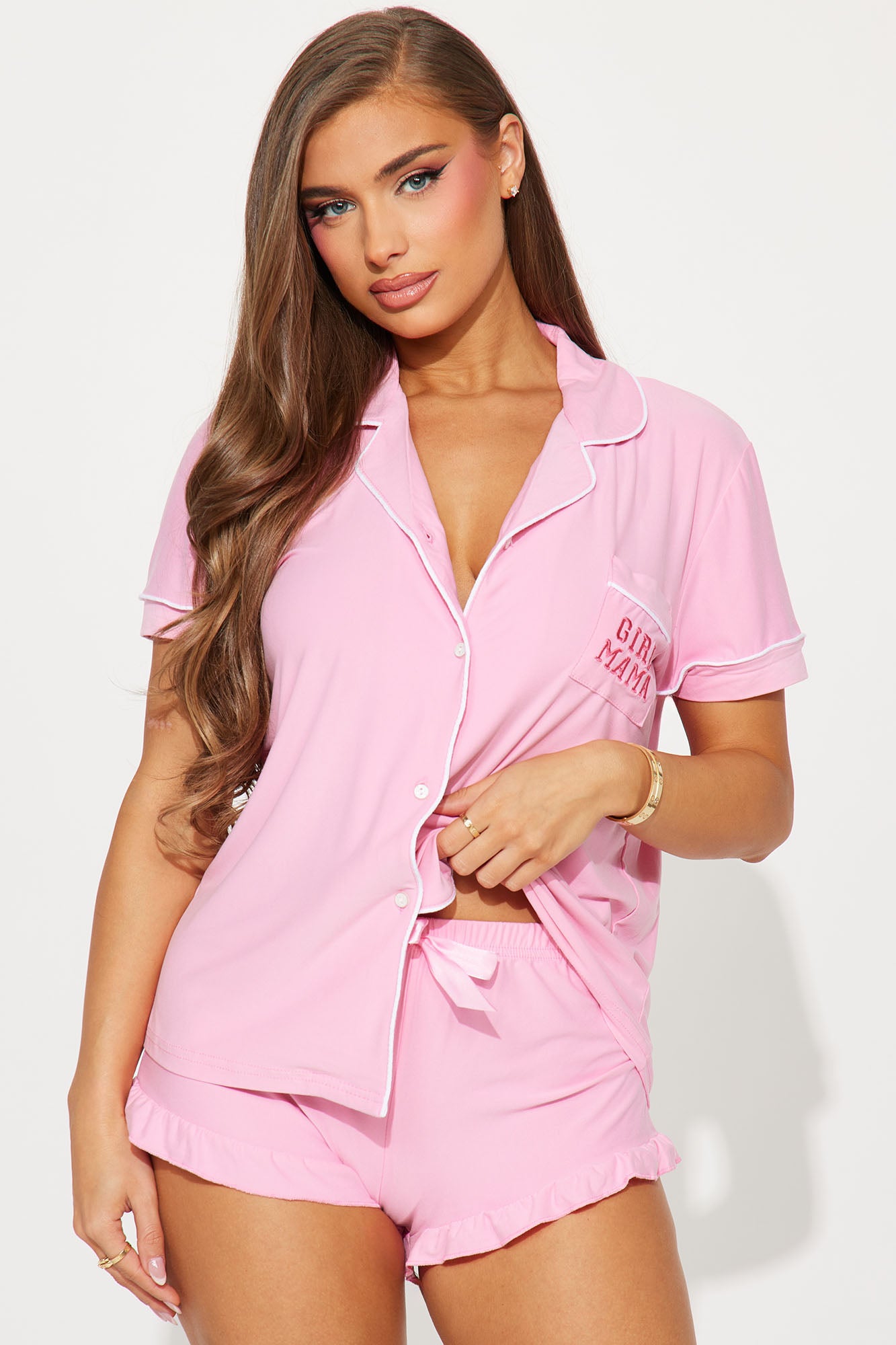 Girl Mama PJ Short Set - Pink Cheap